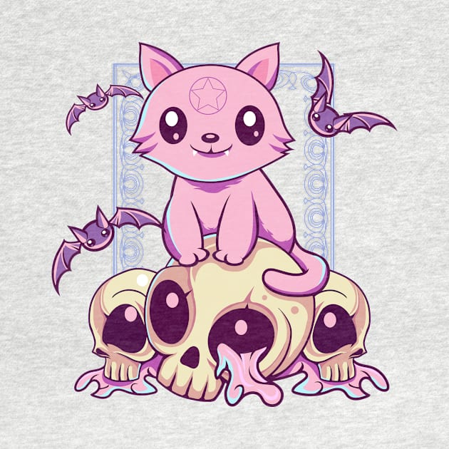 Skull Cat Kawaii Gothic by DionArts